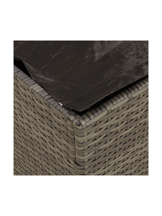 Gartenhocker Würfel Außeneinsatz Rattan mit Grau und Marine Kissen 50x50x50cm