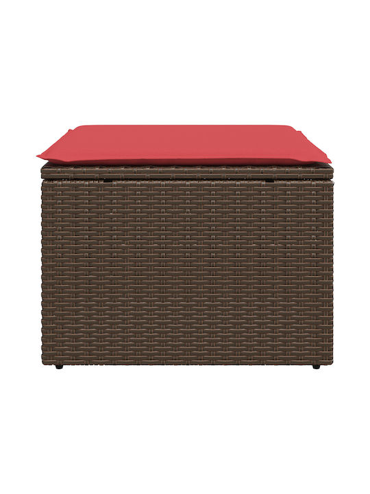 Gartenhocker Würfel Außeneinsatz Rattan mit Braunen Kissen 55x55x37cm