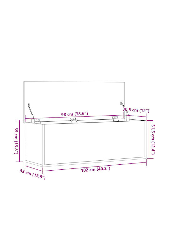 vidaXL Декоративна куфар Дърво Кафяв 102x35x35бр
