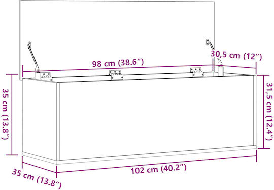 vidaXL Διακοσμητικό Μπαούλο Ξύλινο Καφέ 102x35x35εκ.