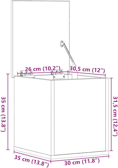 vidaXL Διακοσμητικό Μπαούλο Ξύλινο Μαύρο 30x35x35εκ.