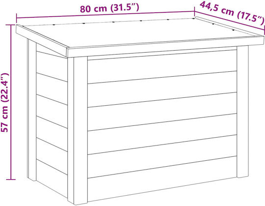 vidaXL Διακοσμητικό Μπαούλο Ξύλινο Καφέ 44x80x57εκ.