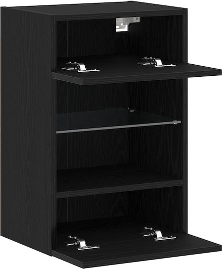 Living Room Display Cabinet made of Particle Board with Windowed and Lighting Black Oak 40x30x60.5cm