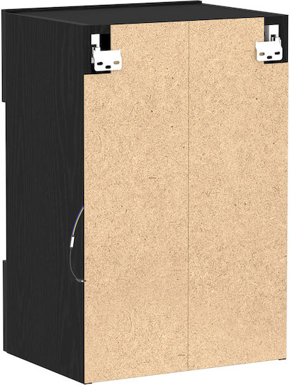 Living Room Display Cabinet made of Particle Board with Windowed and Lighting Black Oak 40x30x60.5cm