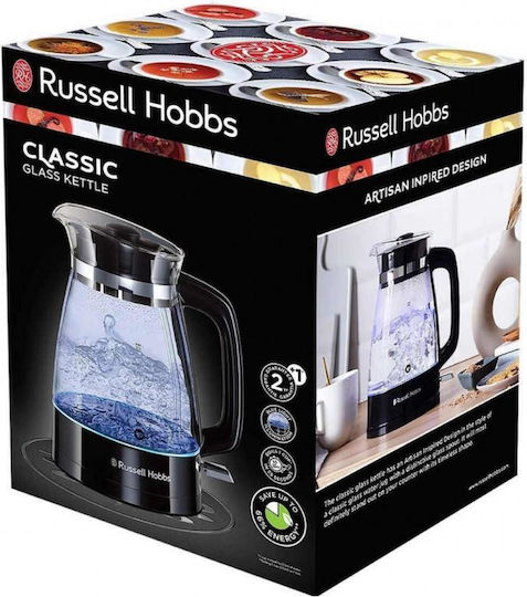 Russell Hobbs Classic Glass Βραστήρας 1.7lt 2400W Μαύρος