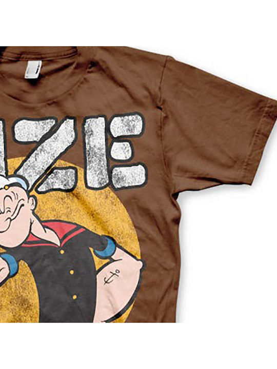 Popeye Size Matters T-shirt Brown Men's Kf-1-pop001-h42-br Popeye Size Matters T-shirt Brown Men's Kf-1-pop001-h42-br