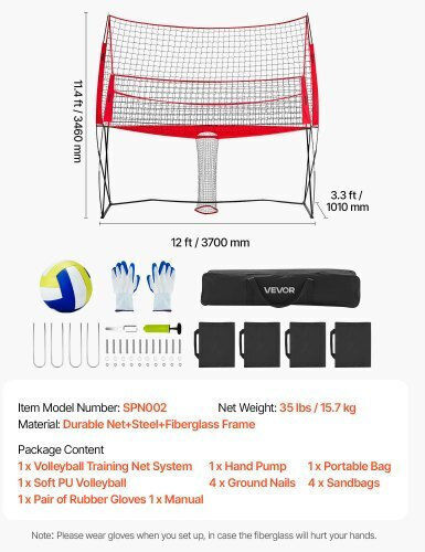 Vevor Portable Volleyball Training System Indoor Outdoor Pqxlwjqkjqwkiwcd0001v0