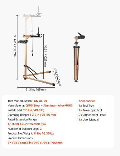 Vevor Adjustable Bicycle Repair Stand 110 Lb Tool Tray Zxcwxzjlzldsdymnf001v0