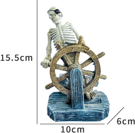 Epigasos Aquarium Decoration Pirate Captain Skeleton 10*6*15.5cm