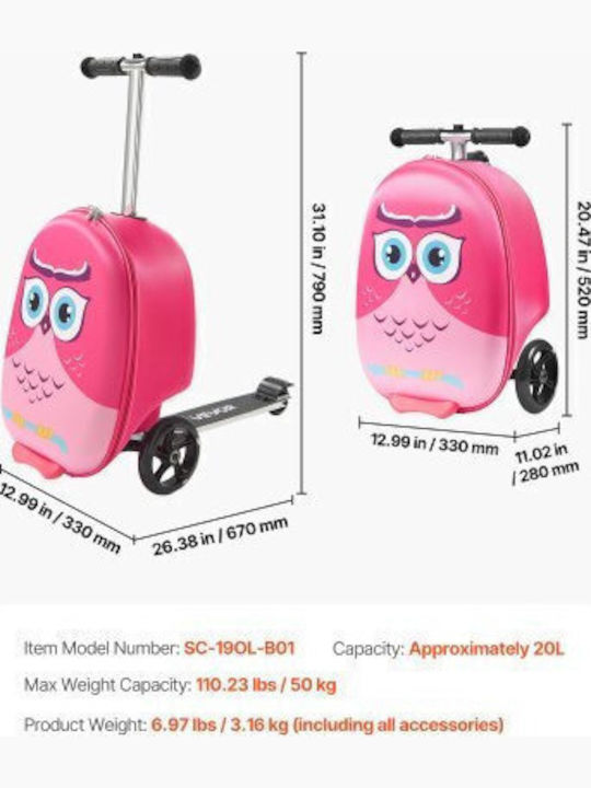 Vevor Kids Cabin Travel Suitcase Pink with 4 Wheels