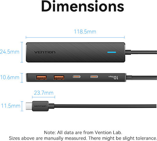 Vention Hub 5 Θυρών USB 3.2 με σύνδεση USB-C