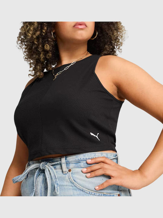 Women's Cotton Sleeveless Crop Top Puma Black