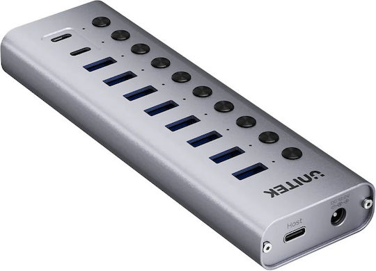 Unitek USB Hub 8 Ports USB 3.0 with Connecting to a Computer USB-C / USB-A
