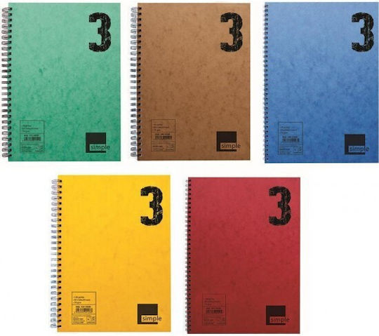 Neohart Spiral Notebook Ruled B5 90 Sheets 3 Subjects Simple 1pcs (Μiscellaneous colours)