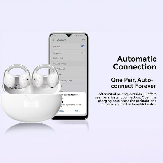BlackView Airbuds 13 Bluetooth Handsfree Ακουστικά με Αντοχή στον Ιδρώτα και Θήκη Φόρτισης Λευκά