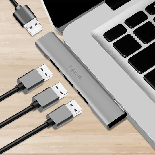 LogiLink Hub 4 Porturi USB 3.0 Cu Conectare USB-A Gri
