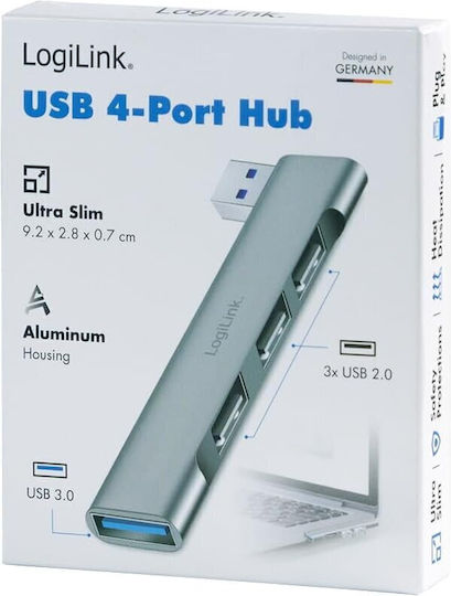 LogiLink Hub 4 Porturi USB 3.0 Cu Conectare USB-A Gri
