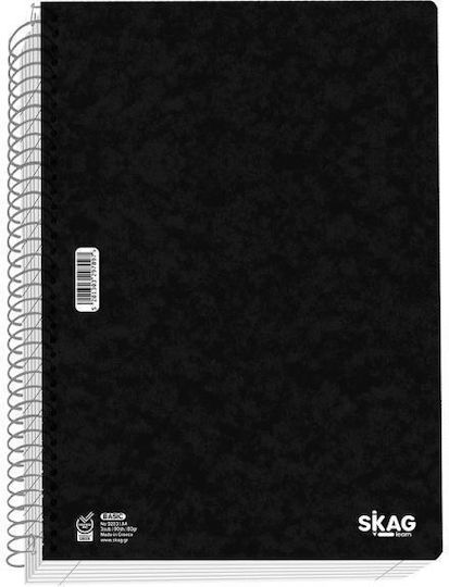 Skag Spiral Notebook Ruled B5 60 Sheets 2 Subjects Basic Black 1pcs