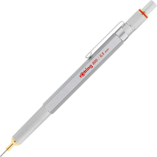 Rotring 800 Механичен Молив за Рисуване Метално 0.5мм с Гума 1бр Сребрист
