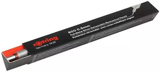 Rotring 800 Механичен Молив за Рисуване Метално 0.5мм с Гума 1бр Сребрист