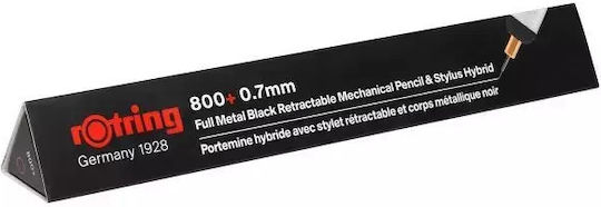 Rotring 800+ Touchscreen Μηχανικό Μολύβι Σχεδίου Μεταλλικό 0.7mm με Γόμα 1τμχ Μαύρο