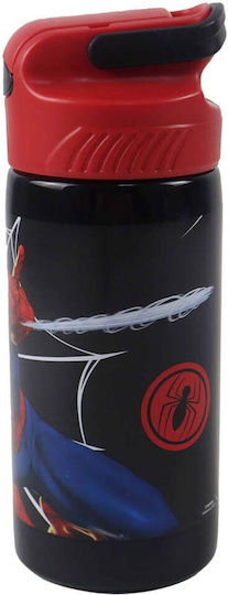 Gim Spiderman Black City Kids Water Bottle Spiderman Stainless Steel with Straw Black 500ml