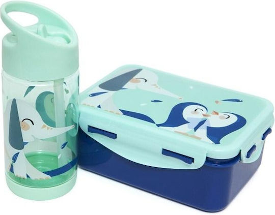 Petit Monkey Παιδικό Παγούρι Πλαστικό με Καλαμάκι Τιρκουάζ 320ml
