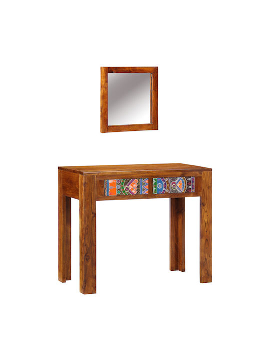 Bodenstehende Schminktisch aus Massivholz Braune Massivholz mit Spiegel 90x45x75cm