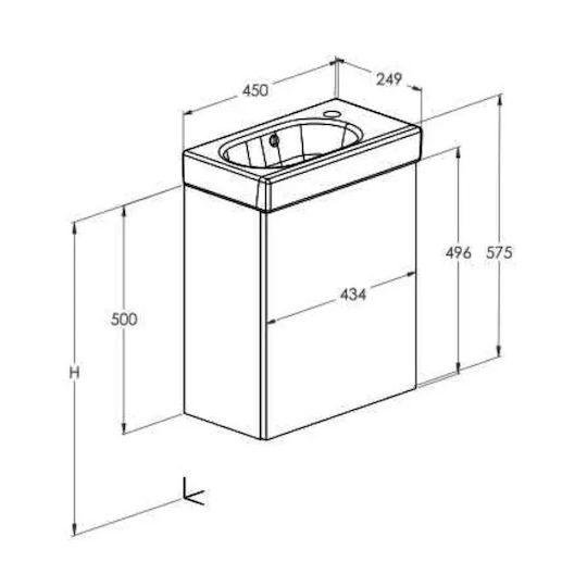 Roca Πάγκος με Νιπτήρα με Φως Light Grey
