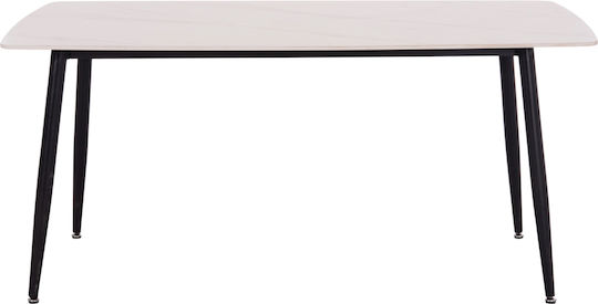 Raven Masă Sala de mese White Marble-black 160x80x74buc