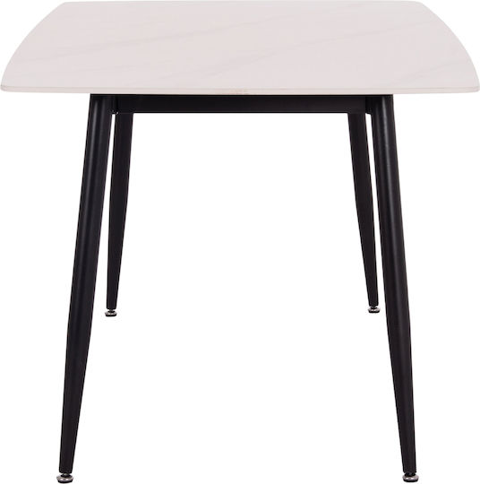 Raven Masă Sala de mese White Marble-black 160x80x74buc