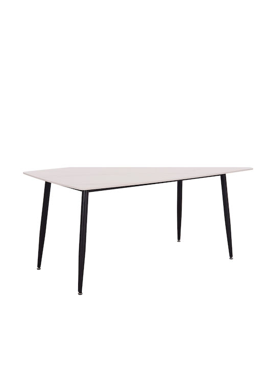 Raven Tisch Speisesaal White Marble-black 160x80x74cm