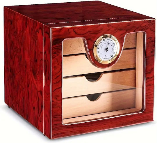 Panora Ξύλινος Υγραντήρας 100 Πούρων με Υγρόμετρο 24x24x24εκ.