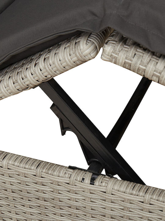 Ξαπλώστρα-Κρεβάτι Διπλό Rattan με Μαξιλάρι 203x128x202εκ.