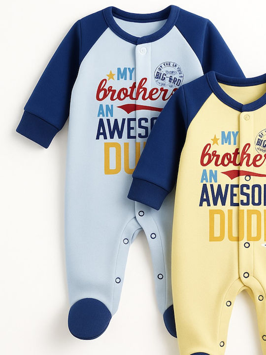 Beboulino Set of Baby Bodysuits Yellow and Blue