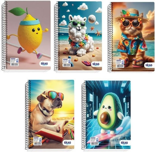 Skag Spiral Notebook Ruled B5 2 Subjects Neon Kidz 1pcs (Μiscellaneous colours)