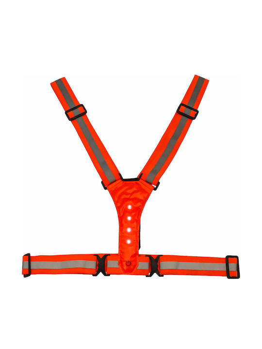Reflective Adjustable Safety Suspenders Orange Red Led Lighting Sf044
