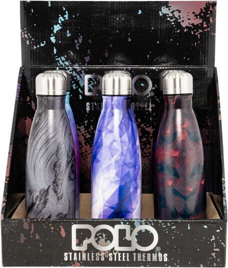 Polo Shapes Bottle Thermos Stainless Steel 500ml Blue-black