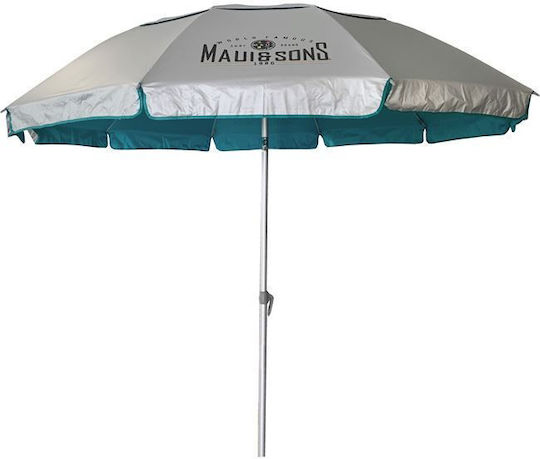 Maui & Sons Folding Aluminum Beach Umbrella Diameter 2.2m with UV Protection and Air Duct Hedge Green