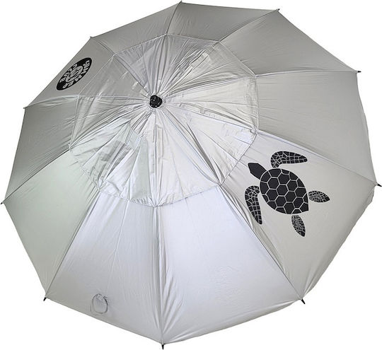 Summer Club Eden Folding Aluminum Beach Umbrella Diameter 2.25m with UV Protection and Silver Air Duct Silver Beige