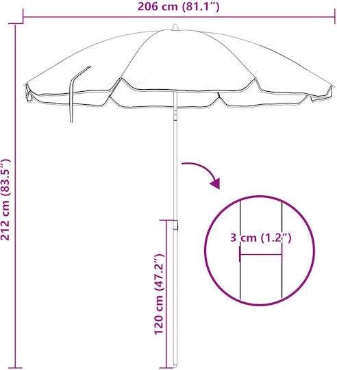vidaXL Pliabil Umbrelă de Plajă cu Diametru de 2.4m Albastru 4010663