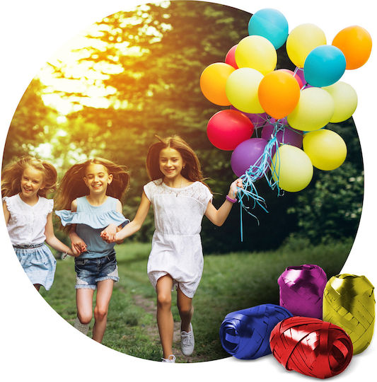 Set de Baloane pentru Petrecere cu Cilindru de Heliu Isp 50 Baloane Colorate 60m Ribon 0.42 M3 Helium