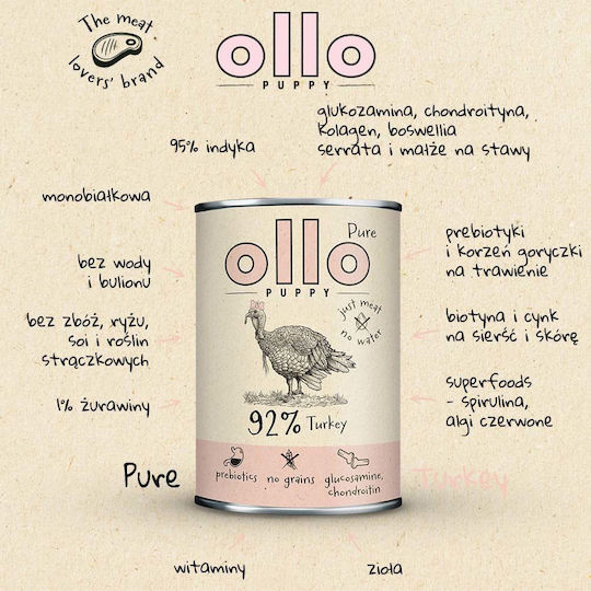 Dog Food Wet Food for Puppies in Cans with Turkey 400gr