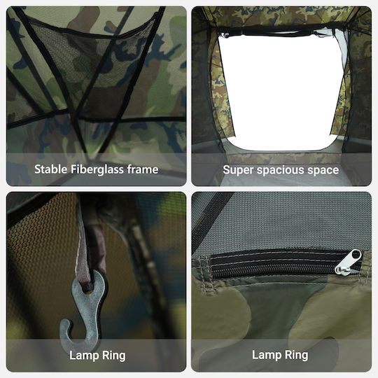 vidaXL Fishing Igloo Green Camping Tent for 7 People 514x465x187cm