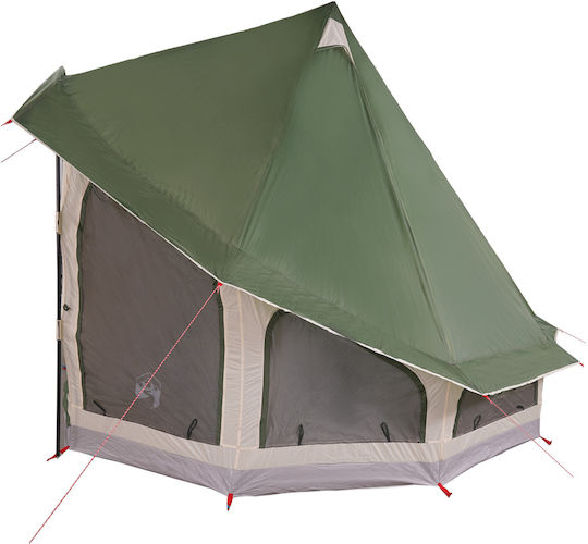 vidaXL Summer Camping Tent Teepee Green for 6 People 404x370x270cm