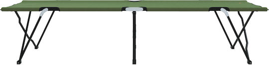 vidaXL Șezlong de plajă Verde Pliere Oțel 74x208x48cm
