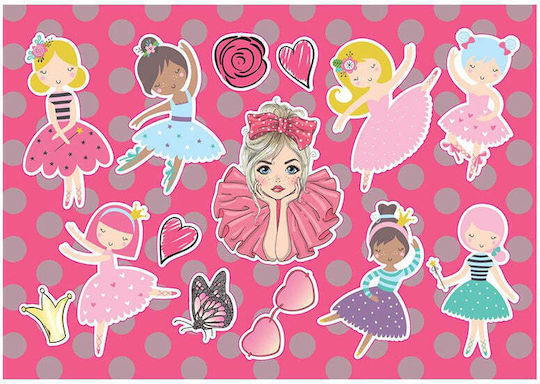 Littlies Блокче за рисуване за момиче 23x33 40 листа с лепенки-шаблони 2 страници цвят 2 дизайна