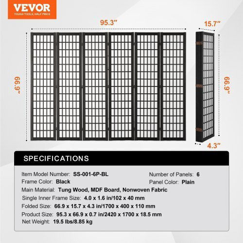 Vevor Dekorativer Raumteiler Hölzernes 242x170cm