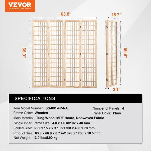 Vevor Dekorativer Raumteiler Hölzernes 162x170cm