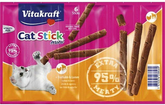 Vitakraft Cat Mini Treats in Stick with Turkey / Lamb for Adult Cats 6pcs 36gr